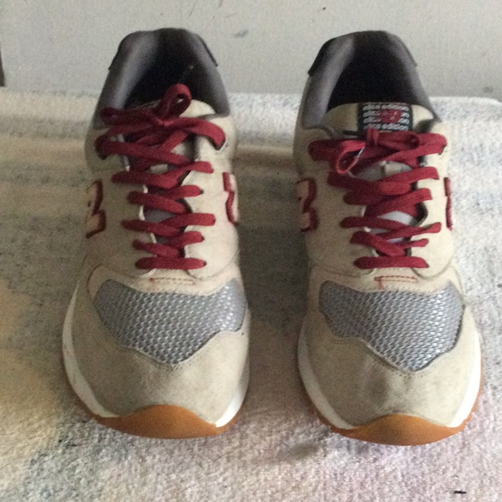 Beige and Red Sneakers